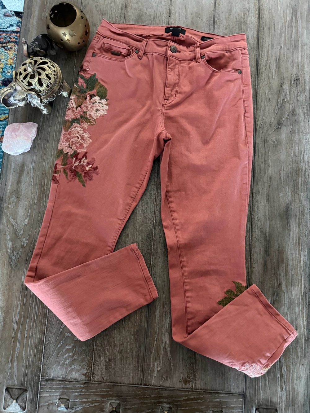 Nine West Terra Cotta Embroidered Skinny Jeans - Picture 2 of 12
